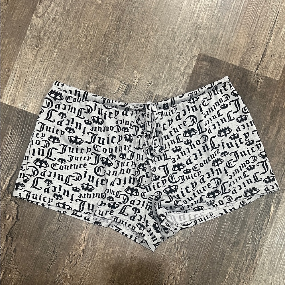 Juicy Couture White Shorts with Black Logo Print